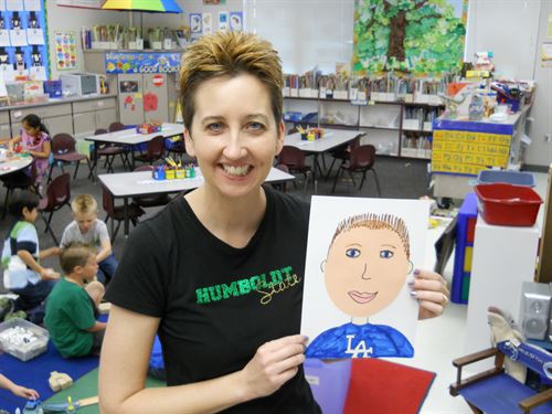 Woman holding portrait